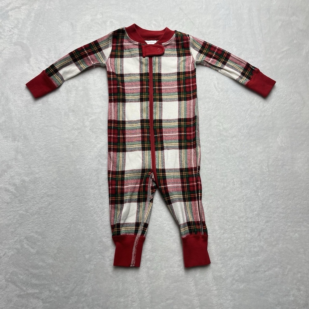Hanna Andersson Organic Cotton Plaid Sleeper Unisex Baby 3-6m Footless Christmas